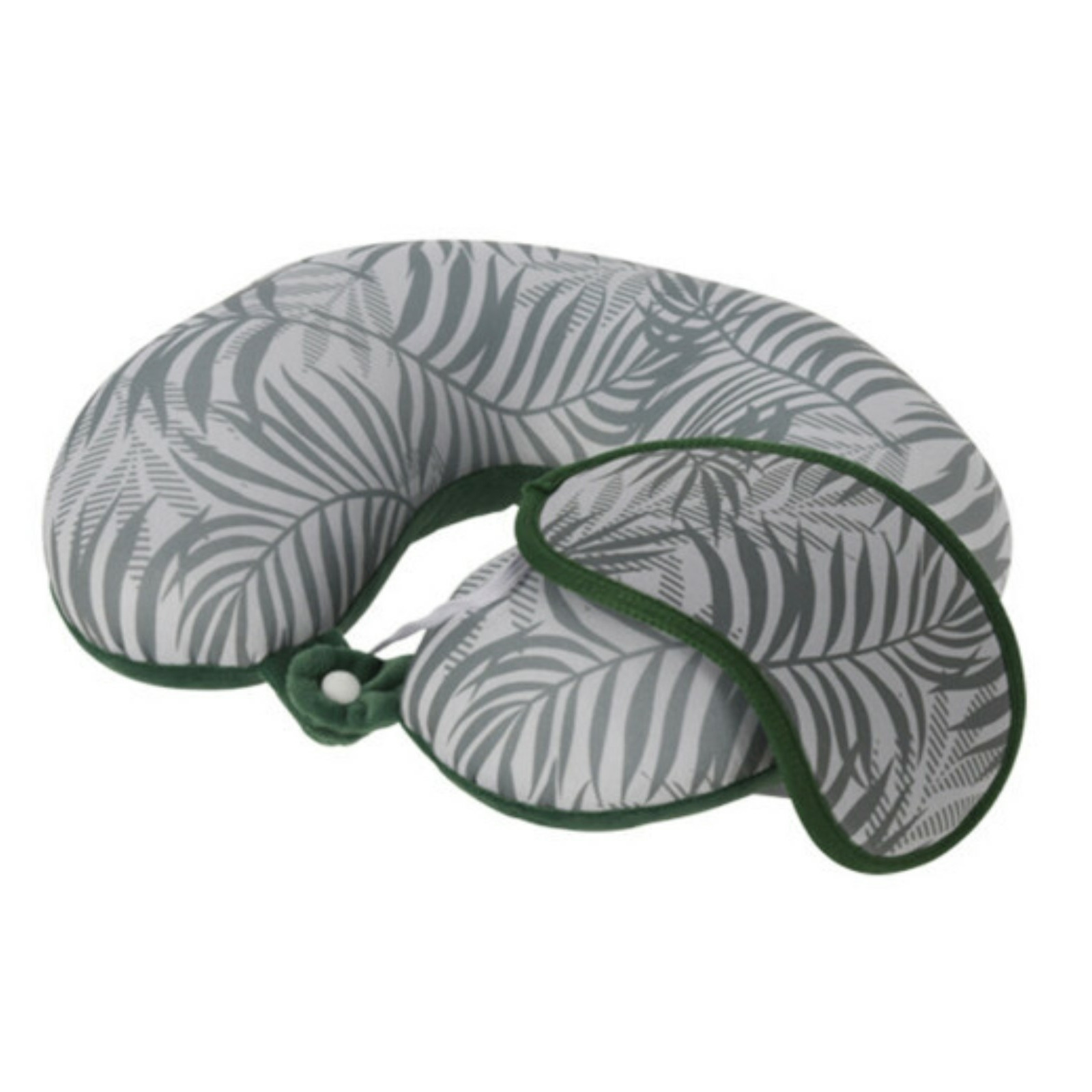 Reis kussen-nek kussen met slaapmasker-oogmasker groen 29 cm