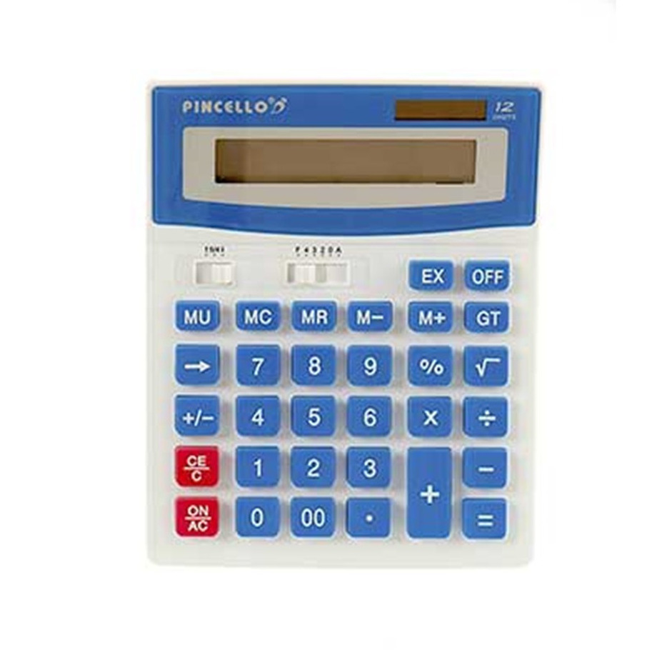 Rekenmachine-calculator blauw 15 x 19 cm voor school of kantoor Solar