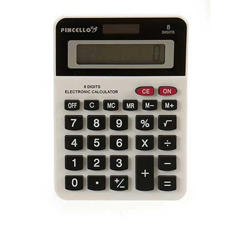 Rekenmachine-calculator wit 10 x 14 cm voor school of kantoor Solar