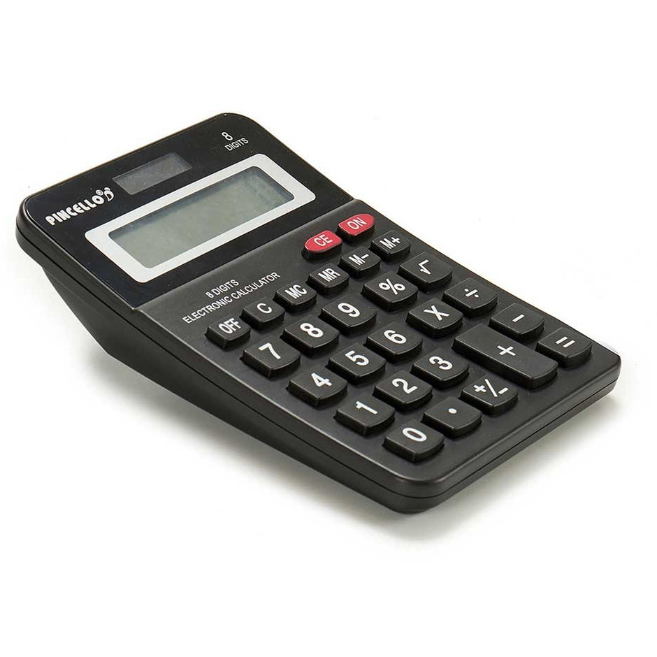 Rekenmachine-Calculator zwart 10 x 14 cm voor school of kantoor Solar