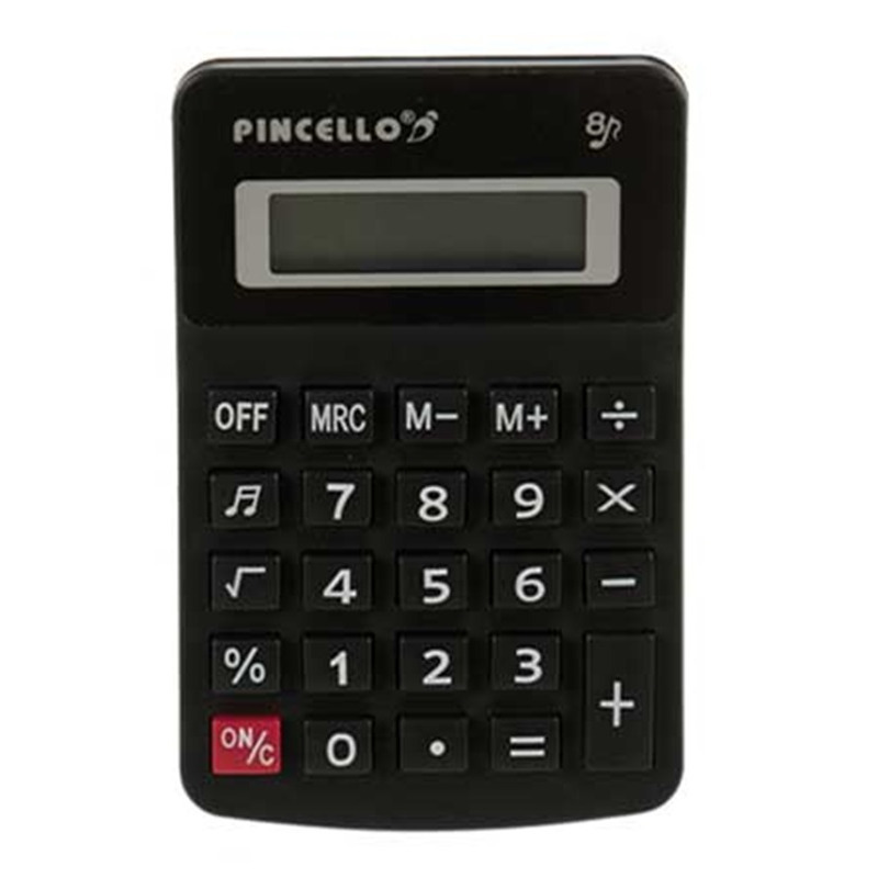 Rekenmachine-calculator zwart 7 x 11 cm voor school of kantoor Solar