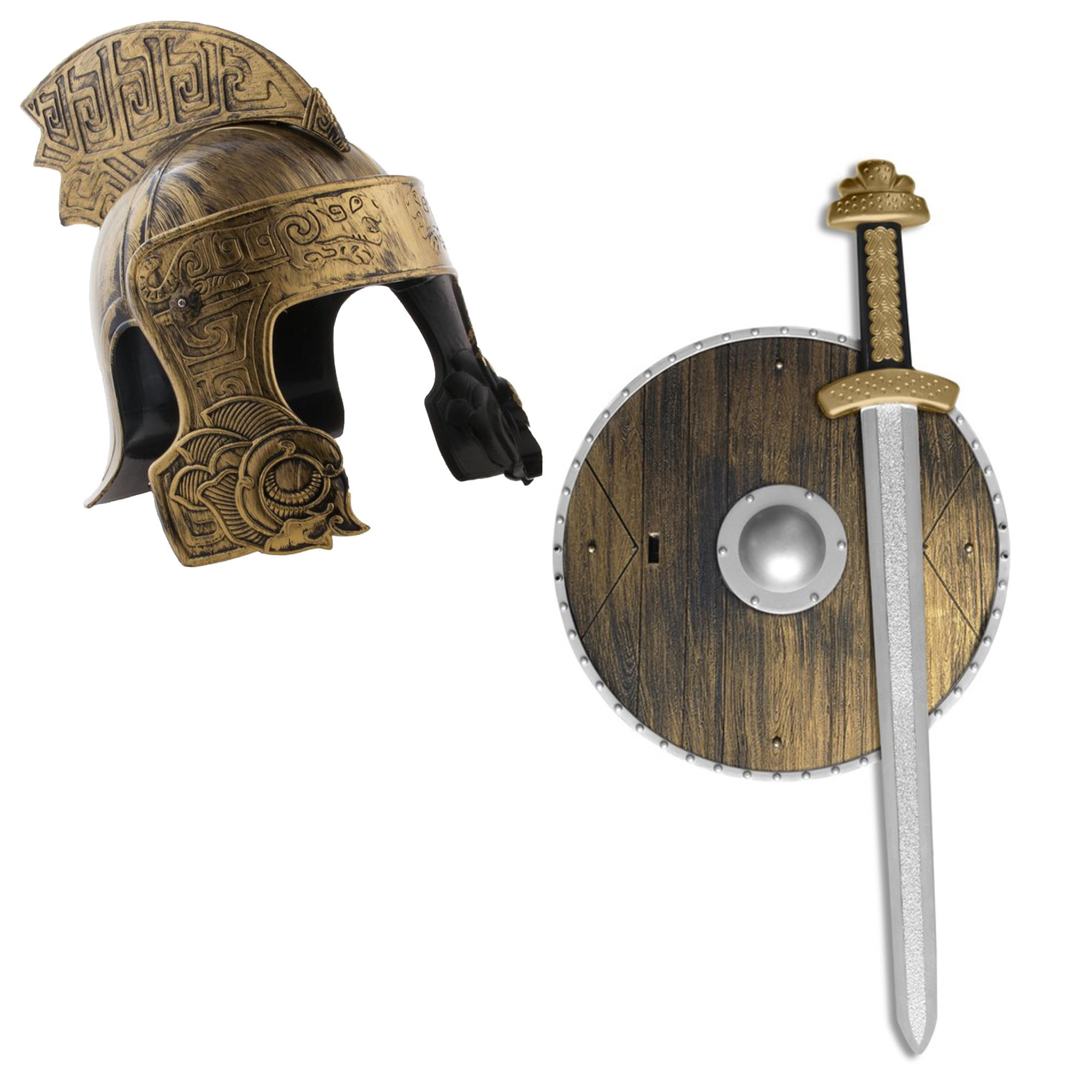 Ridder helm brons met set ridder speelgoed wapens