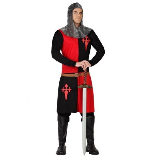 Ridder verkleed kostuum zwart/rood voor heren