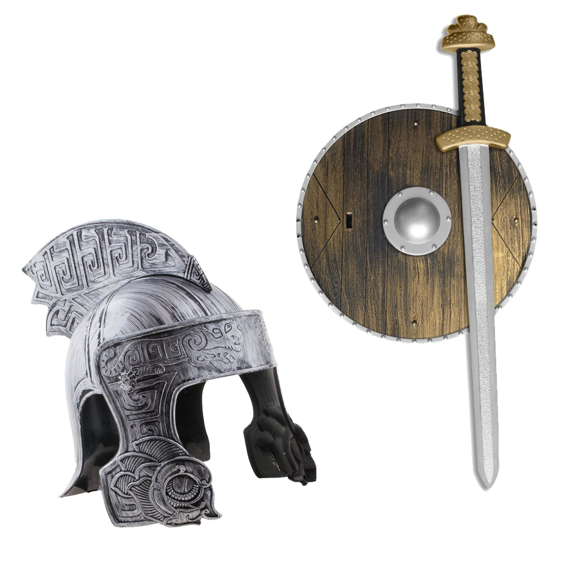 Smiffys Ridder verkleed set helm en wapens zwaard/schild voor volwassenen