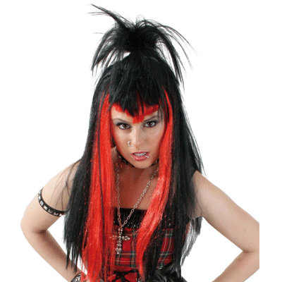 gevangenis hanger Nieuwheid Rock chick pruik rood/zwart - Alle Dames pruiken - Bellatio warenhuis