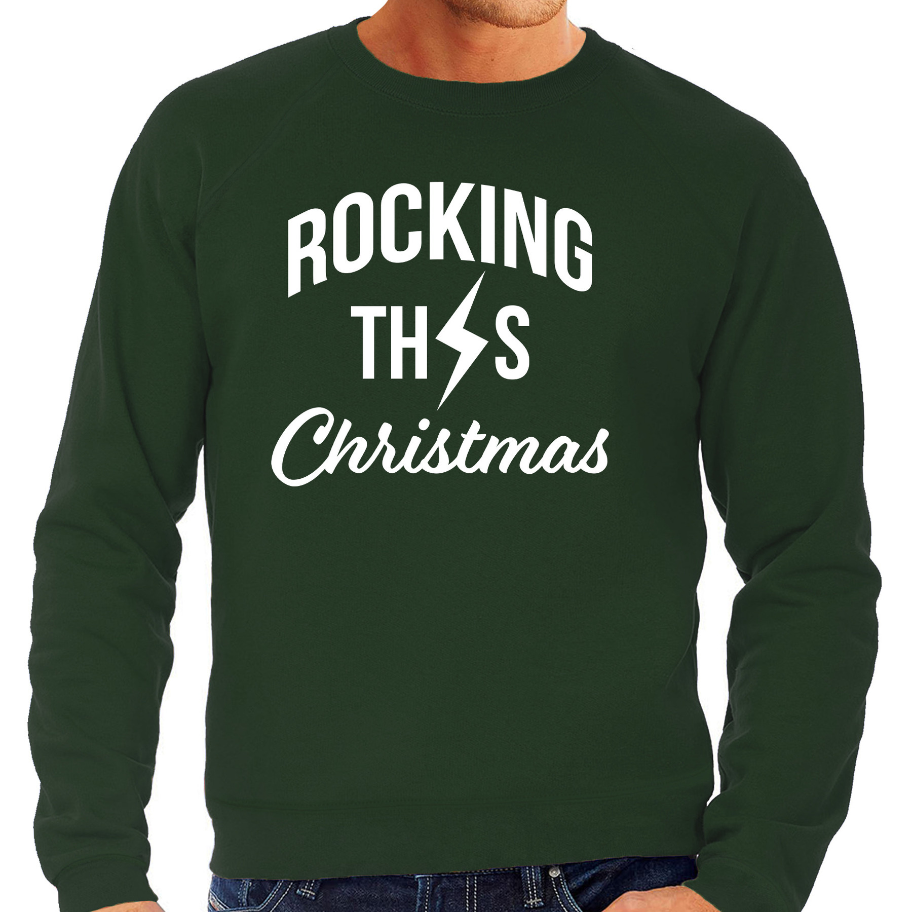 Rocking this Christmas foute Kerstsweater-Kersttrui groen voor heren