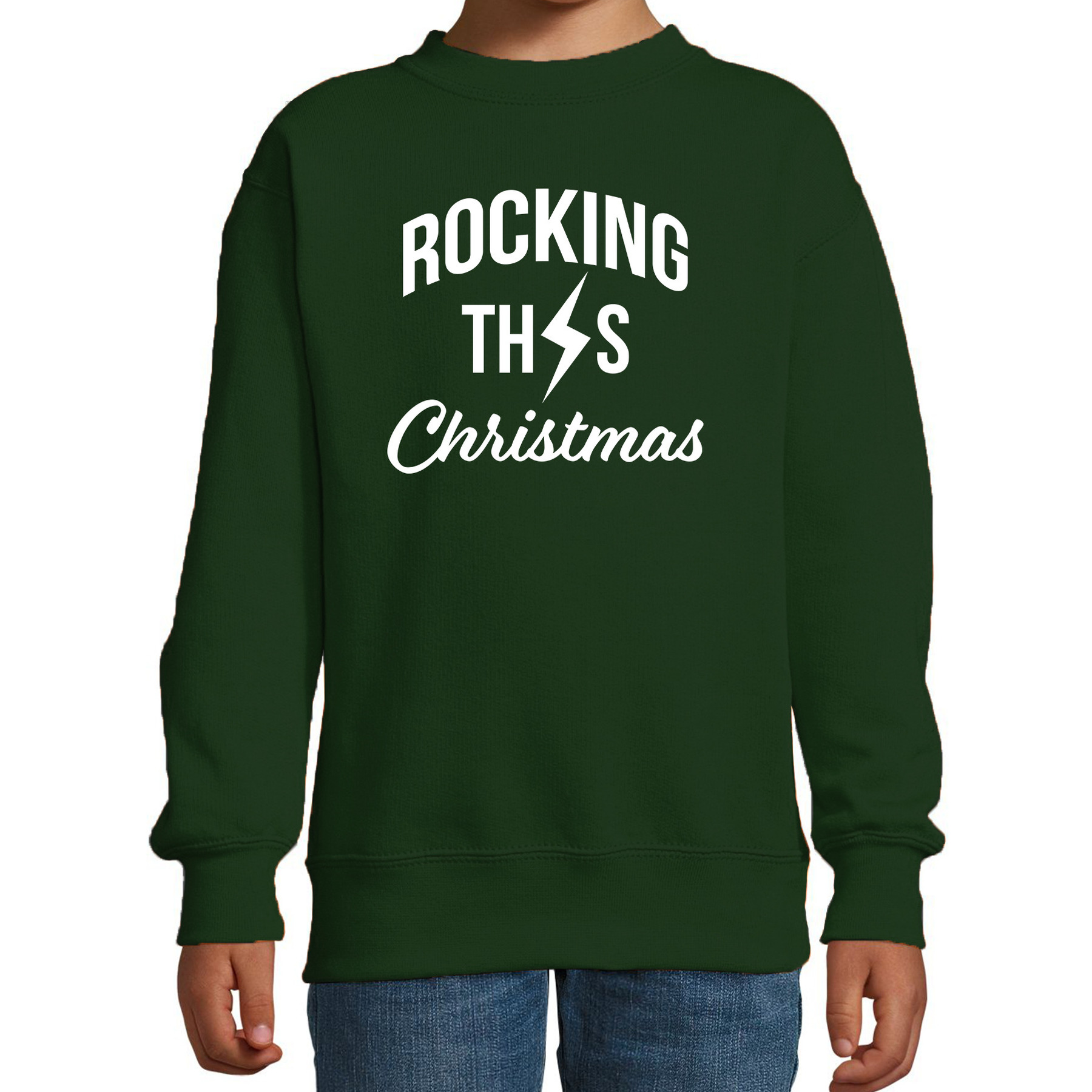 Rocking this Christmas foute Kerstsweater-Kersttrui groen voor kinderen