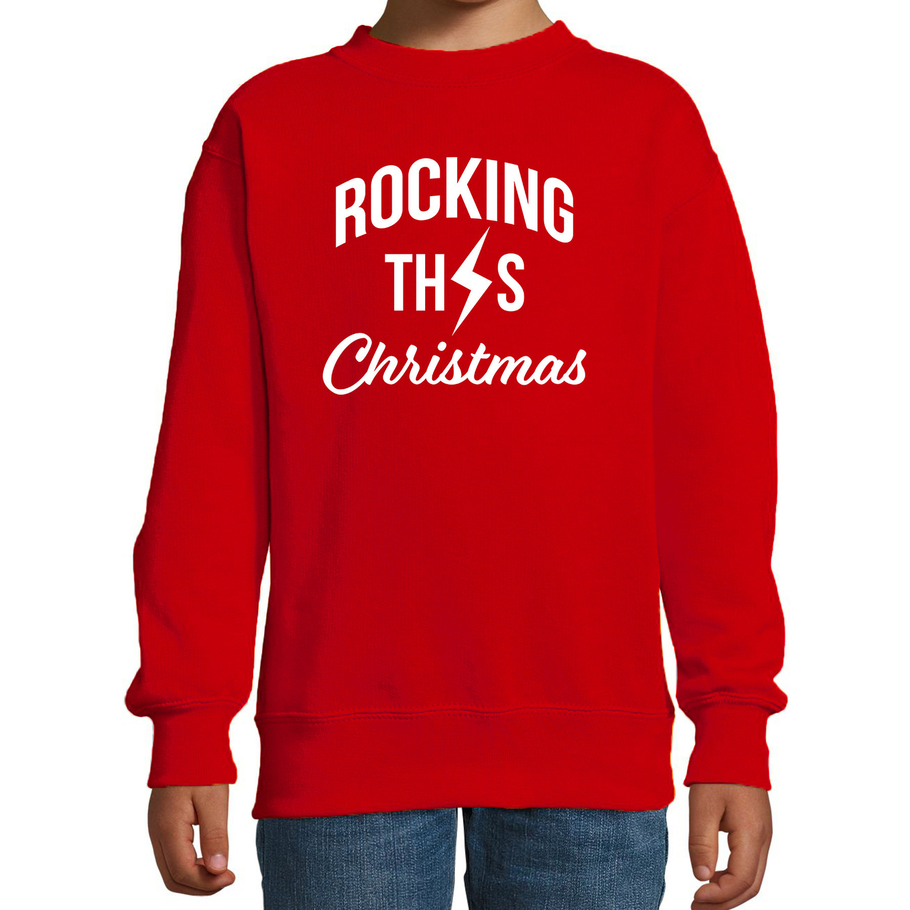 Rocking this Christmas foute Kerstsweater-Kersttrui rood voor kinderen