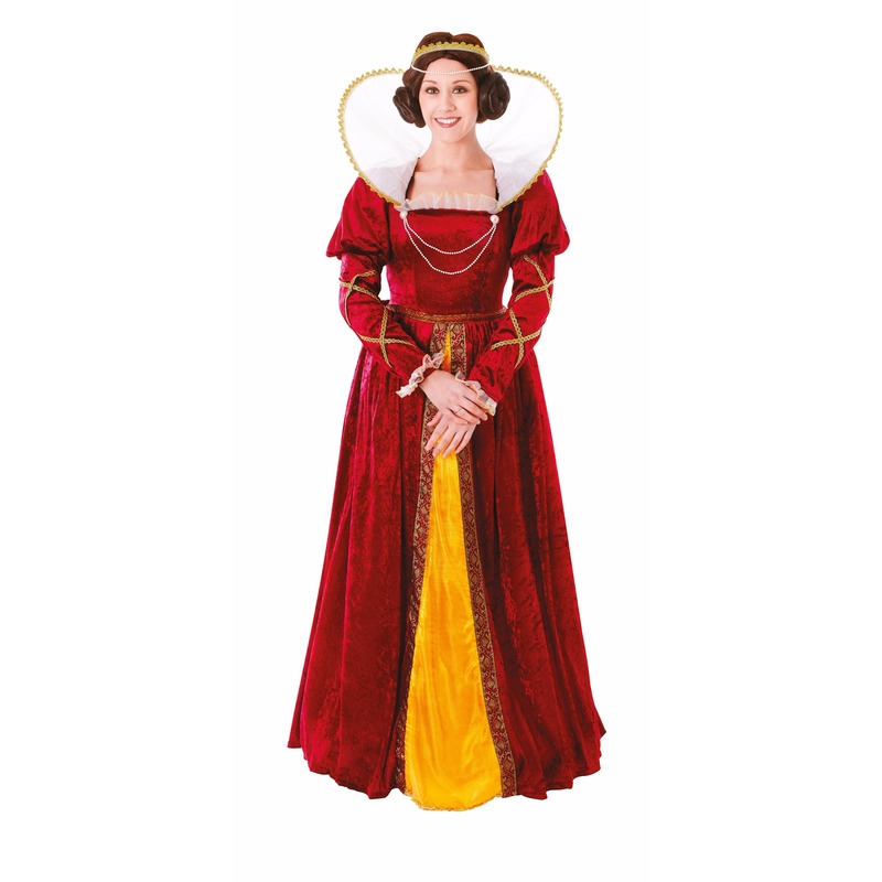 Rode middeleeuwse koningin verkleedjurk voor dames