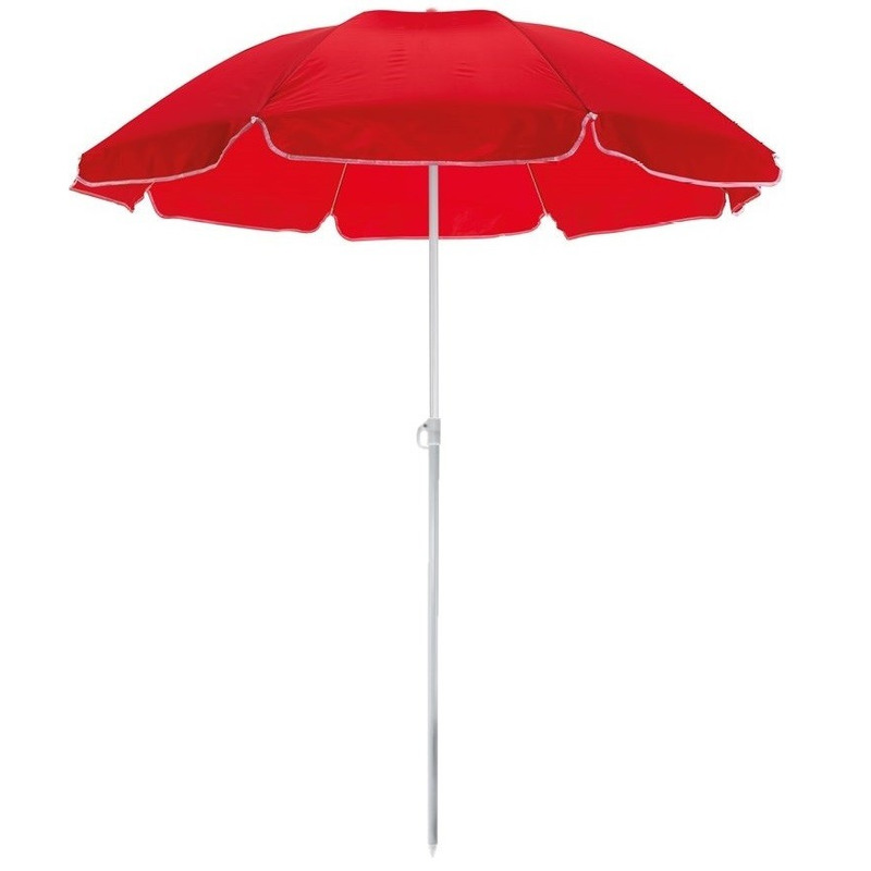 Merkloos Rode strand parasol van polyester 145 cm -