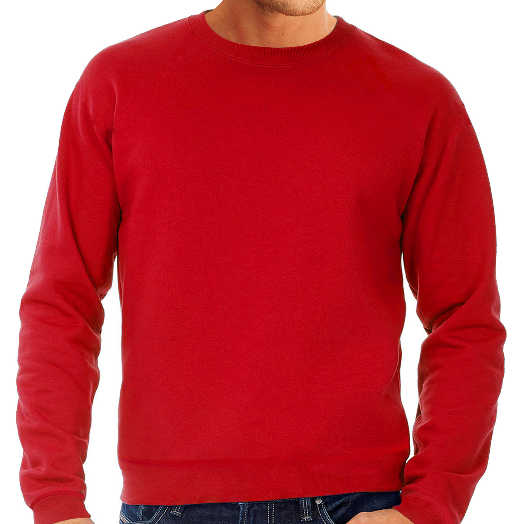 Rode sweater-sweatshirt trui grote maat met ronde hals voor heren