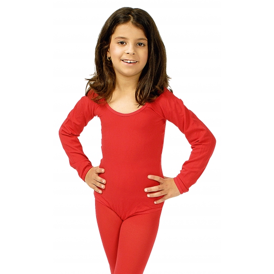 Rode verkleed bodysuit lange mouwen voor meisjes