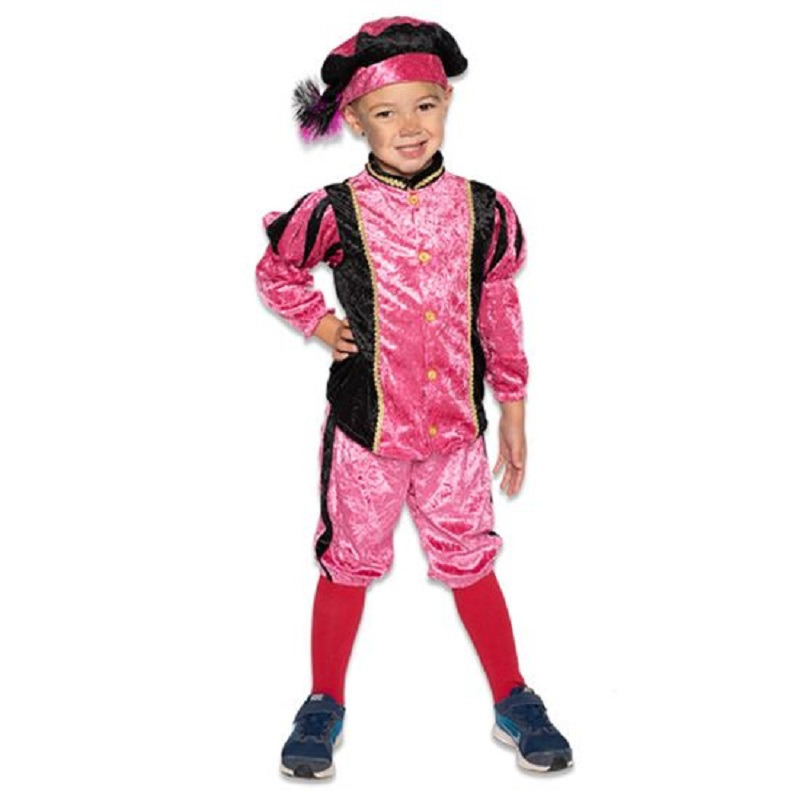 Roetveeg Pieten kostuum roze/zwart voor kinderen