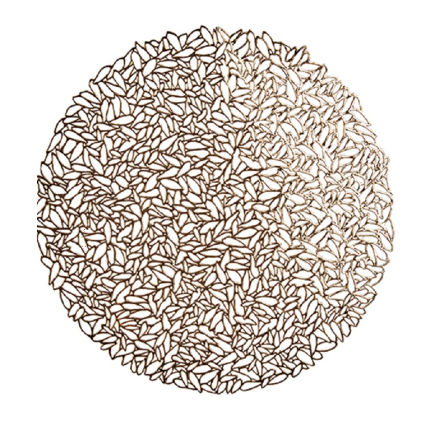 Krist+ Ronde gedecoreerde Placemats metallic koper look diameter cm -
