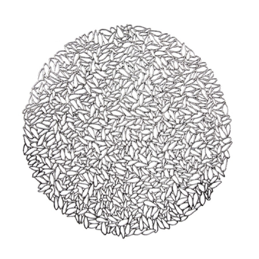 Krist+ Ronde gedecoreerde Placemats metallic zilver look diameter cm -