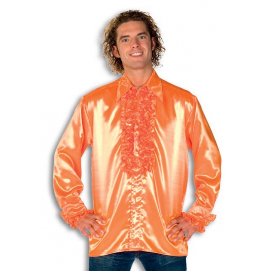 Rouche overhemd voor heren oranje