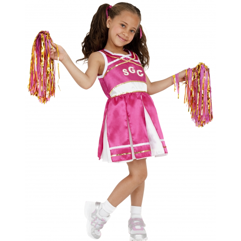 Roze cheerleader meisjes kostuum