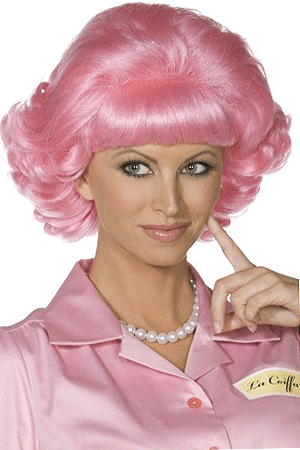 Roze damespruik Frenchy