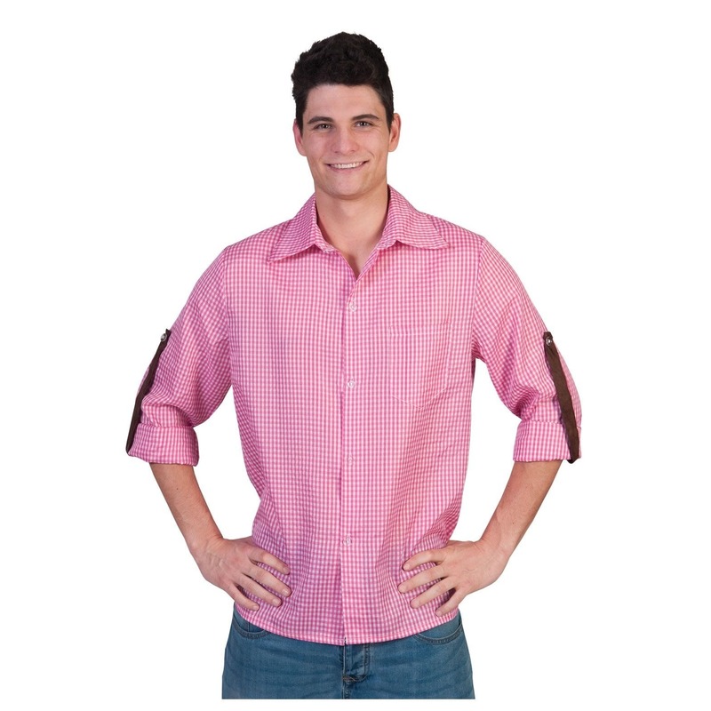 Roze geruite blouse voor heren 52-54 (L/XL) -
