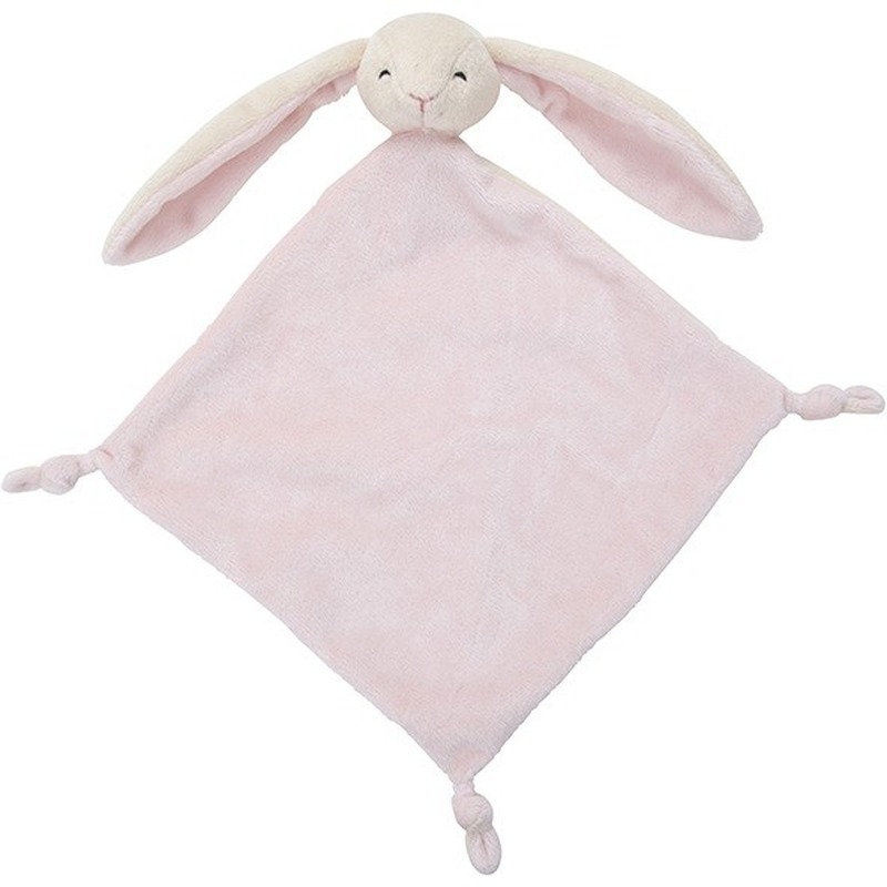 Roze konijn-haas tuttel-knuffeldoekje 40 cm