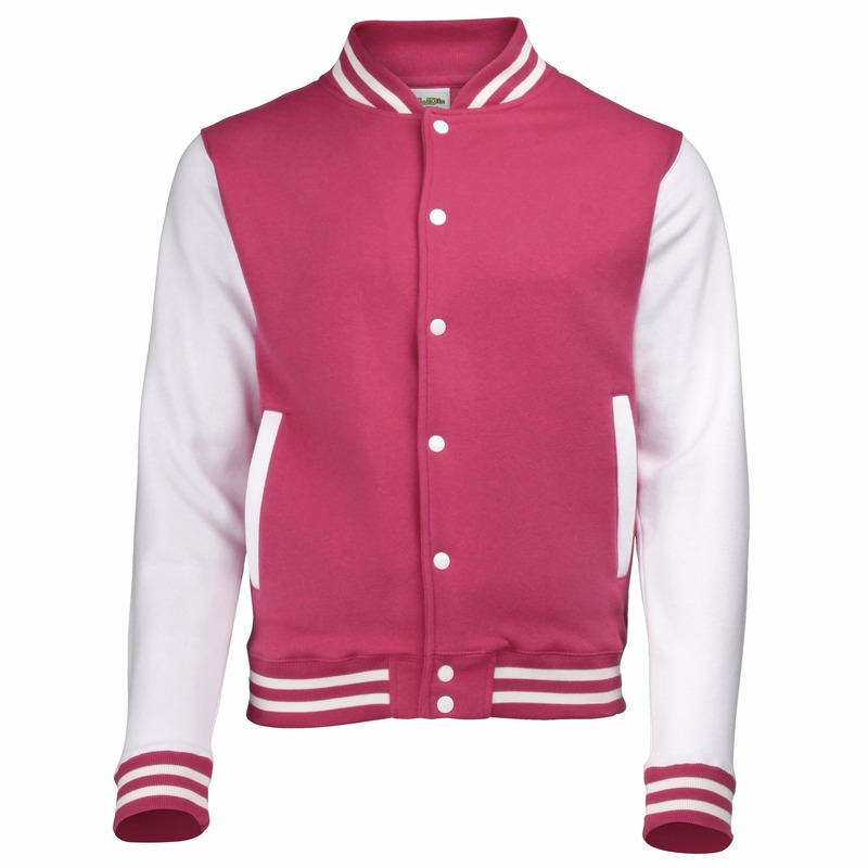 Roze met wit college jacket voor heren XL -