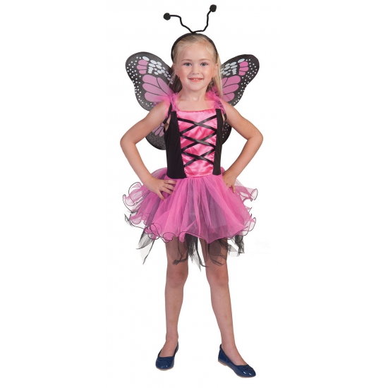 Roze verkleed vlinderjurkje voor meisjes