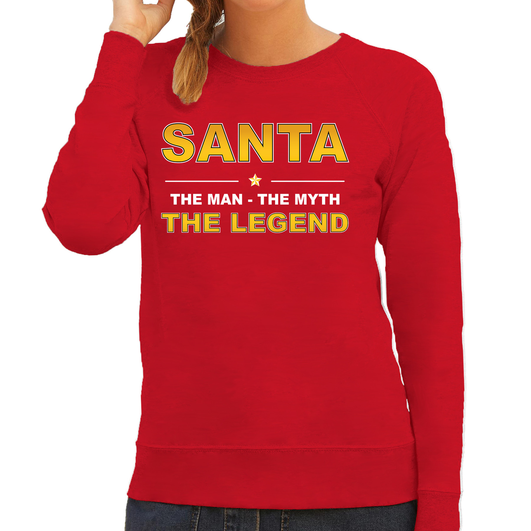 Santa kersttrui sweater-outfit-the man-the myth-the legend rood voor dames