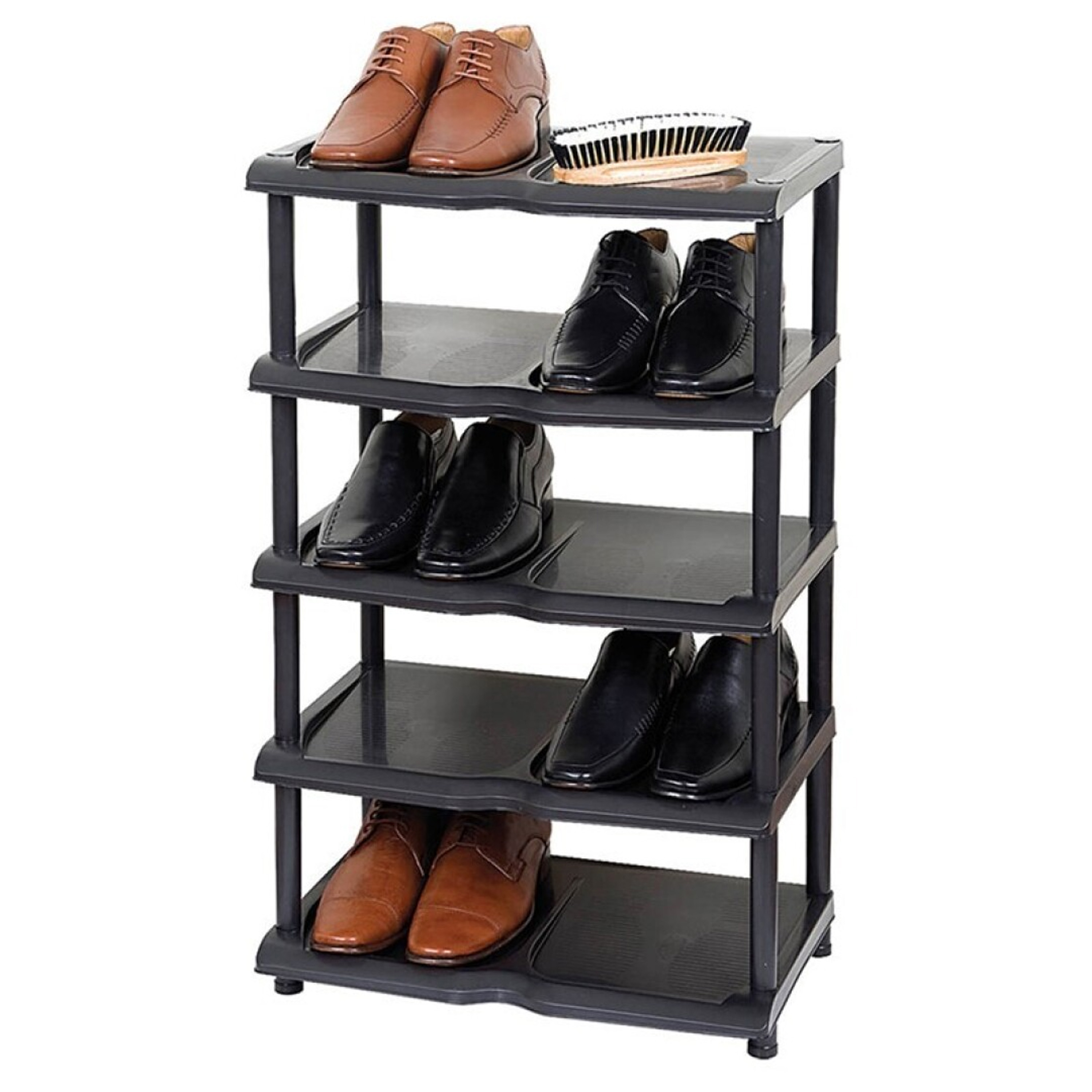 Schoenenrek-schoenenkast zwart 10 paar schoenen kunststof 48 x 30 x 80 cm