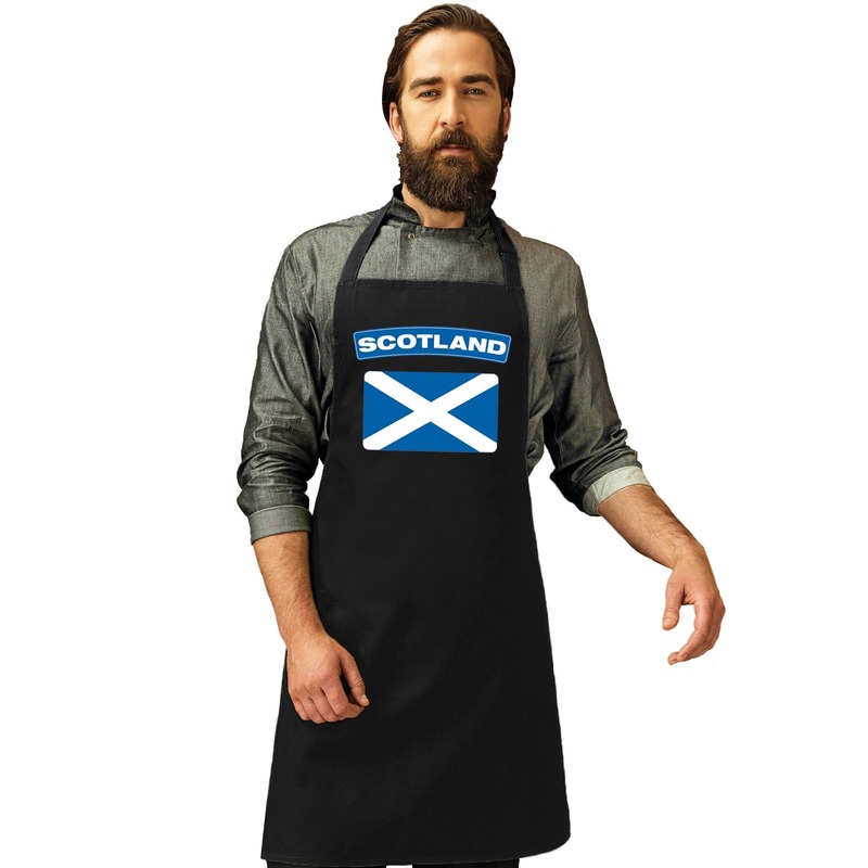 Schotland vlag barbecueschort/ keukenschort zwart volwassenen -