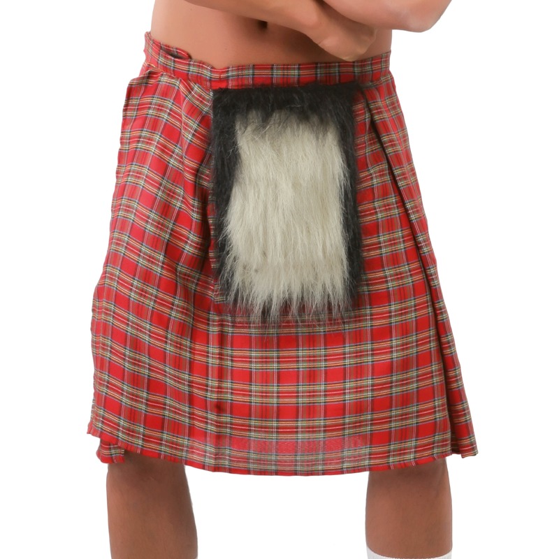 Schotse verkleed rokken/kilts rood met bontje voor heren