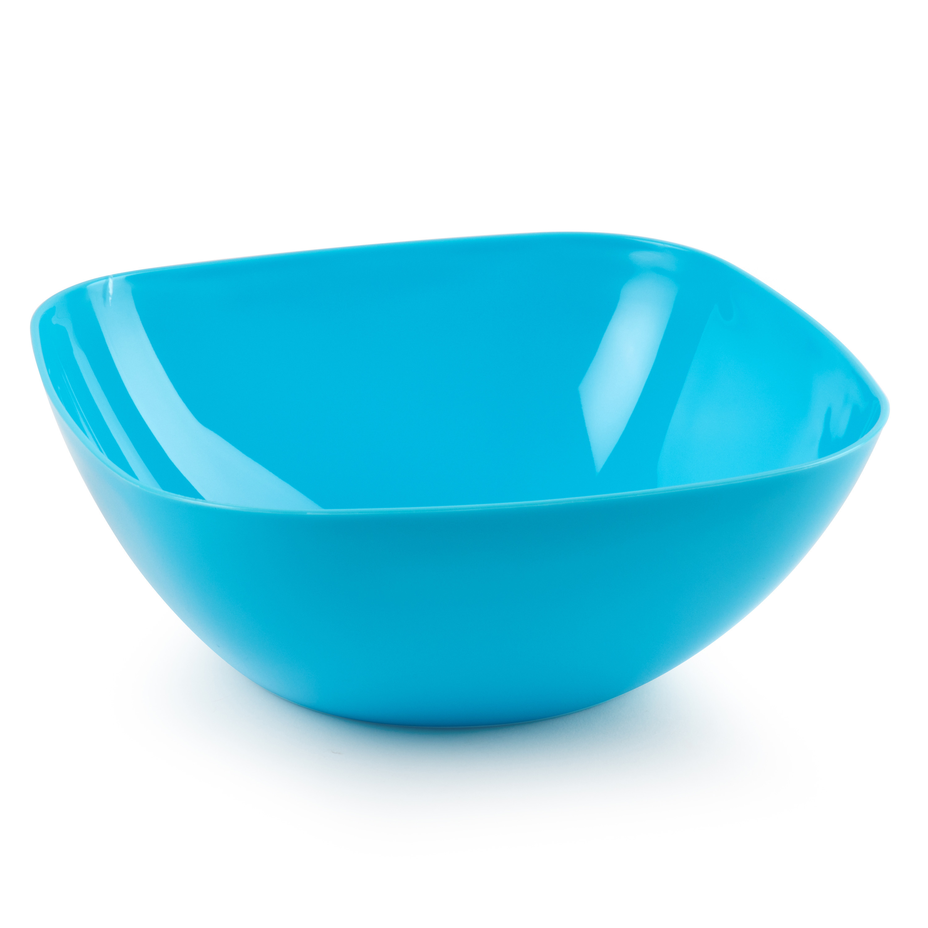 Serveerschaal-saladeschaal D28 x H11 cm kunststof blauw vierkant