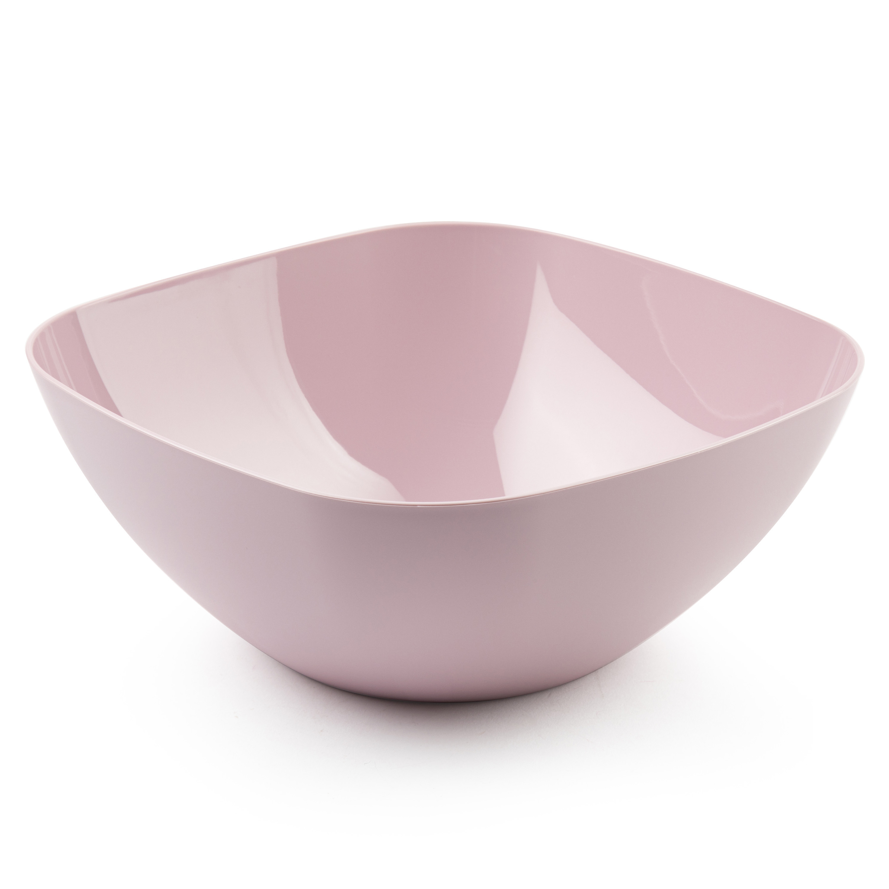Serveerschaal-saladeschaal D28 x H11 cm kunststof roze vierkant