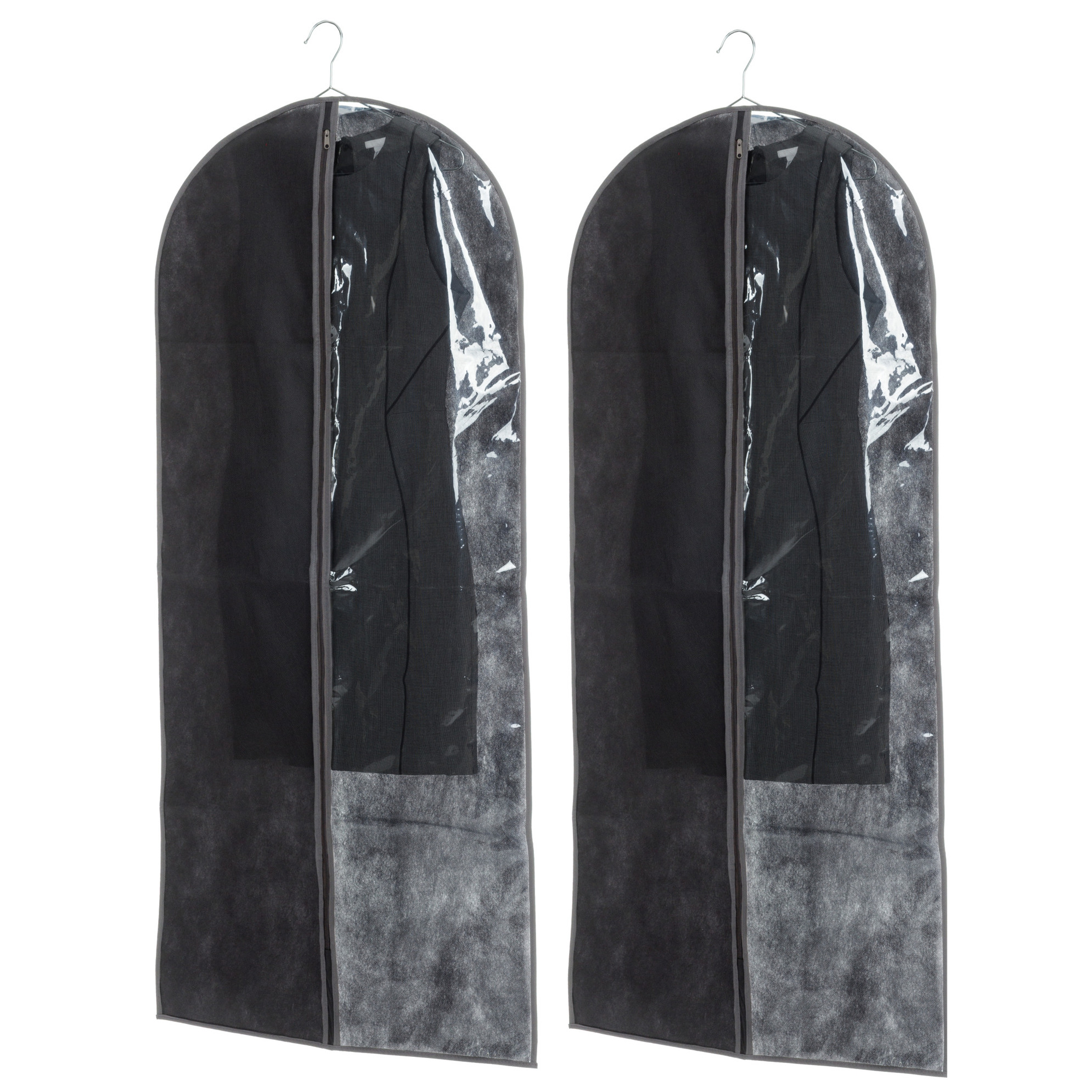 Set van 10x stuks kleding-beschermhoezen pp zwart 135 cm inclusief kledinghangers