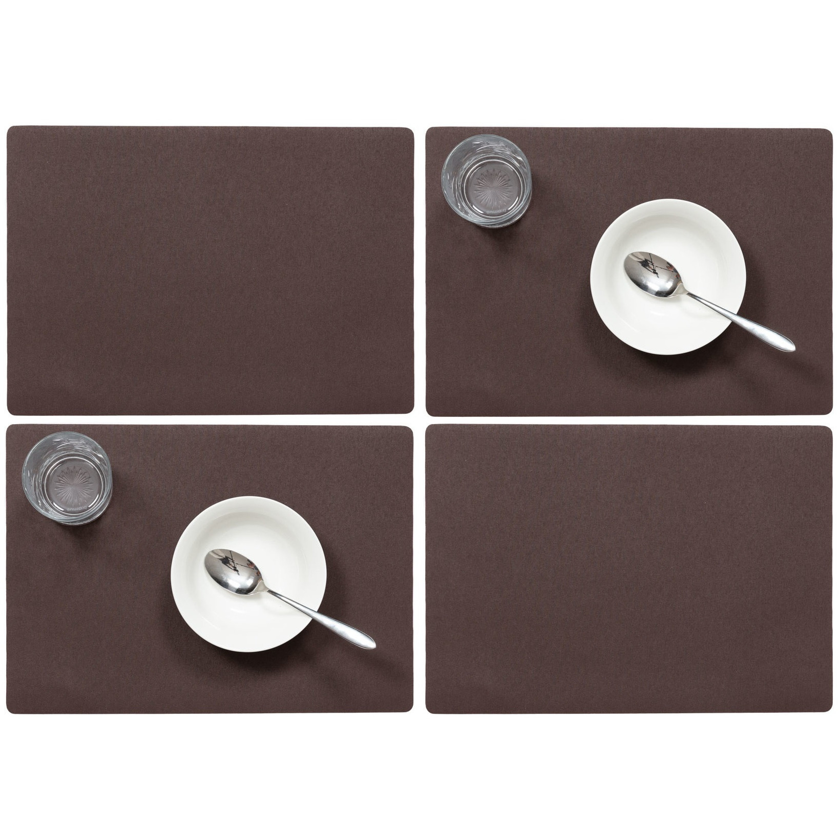 Wicotex Set van 10x stuks stevige luxe Tafel placemats Plain chocolade bruin 30 x 43 cm -