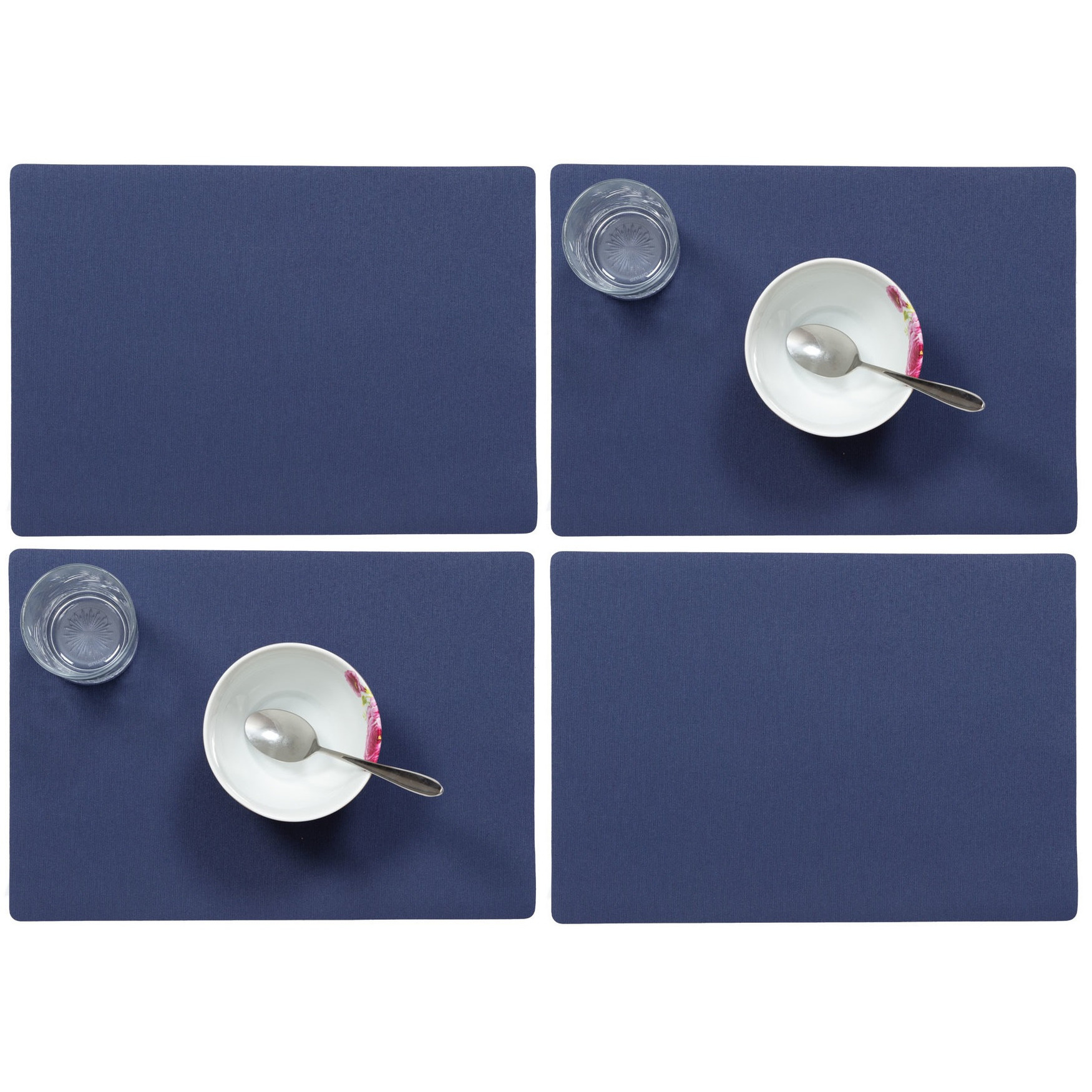 Wicotex Set van 10x stuks stevige luxe Tafel placemats Plain donkerblauw 30 x 43 cm -