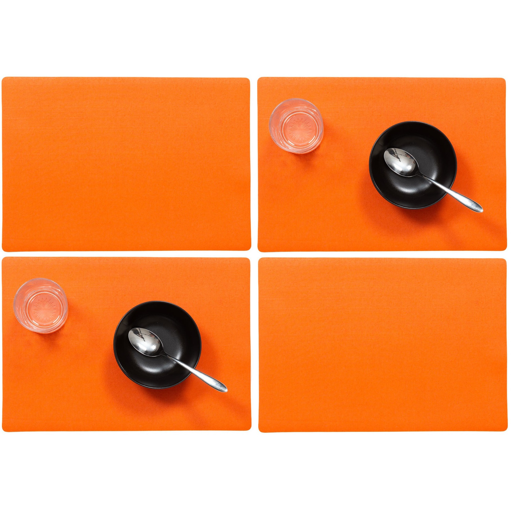 Wicotex Set van 10x stuks stevige luxe Tafel placemats Plain oranje 30 x 43 cm -