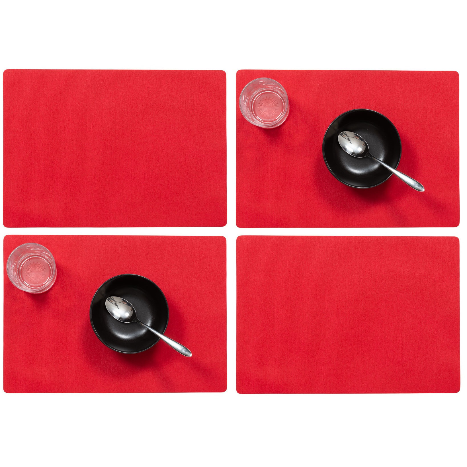 Wicotex Set van 10x stuks stevige luxe Tafel placemats Plain rood 30 x 43 cm -