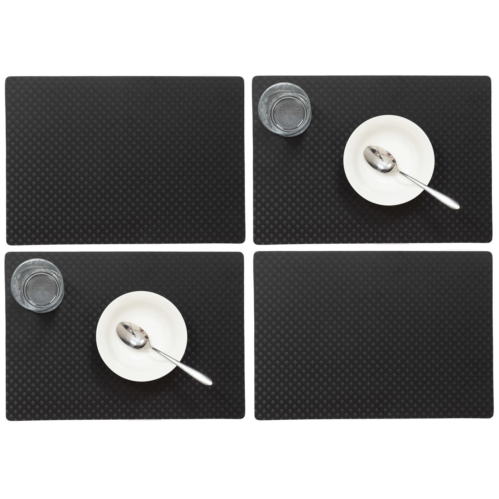 Wicotex Set van 10x stuks stevige luxe Tafel placemats Zafiro zwart 30 x 43 cm -