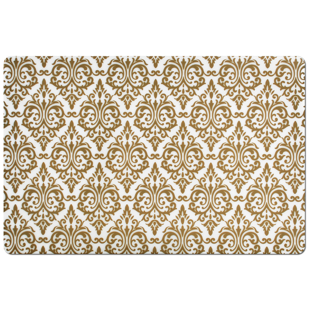 Zeller Set van 12x stuks rechthoekige placemats met gouden barok print 43,5 x 28,5 cm -
