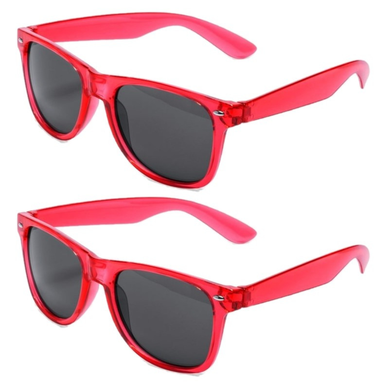 Set van 12x stuks rode retro model party zonnebril voor volwassenen -