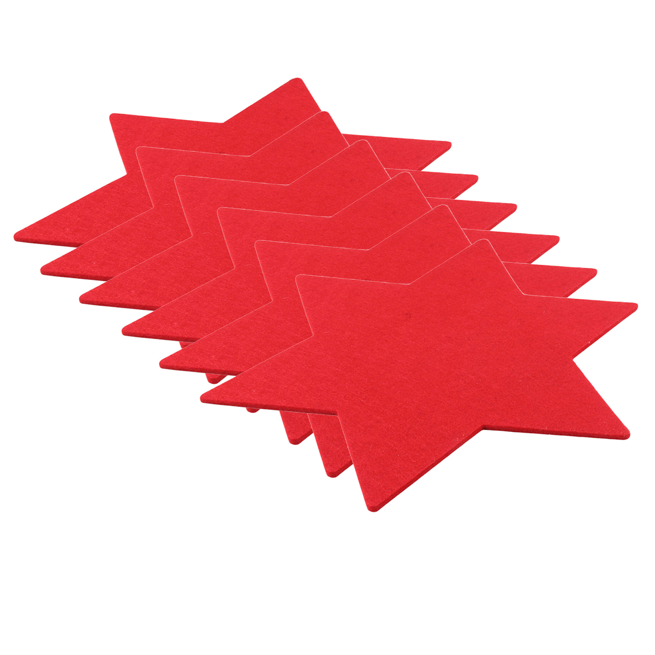Set van 12x stuks ster vormige placemats rood 25 cm van kunststof