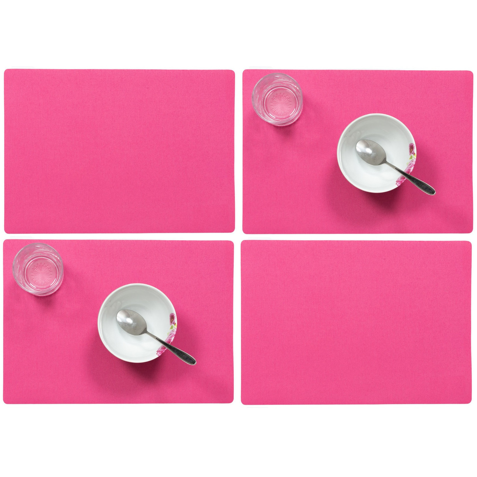 Wicotex Set van 12x stuks stevige luxe Tafel placemats Plain fuchsia roze 30 x 43 cm -