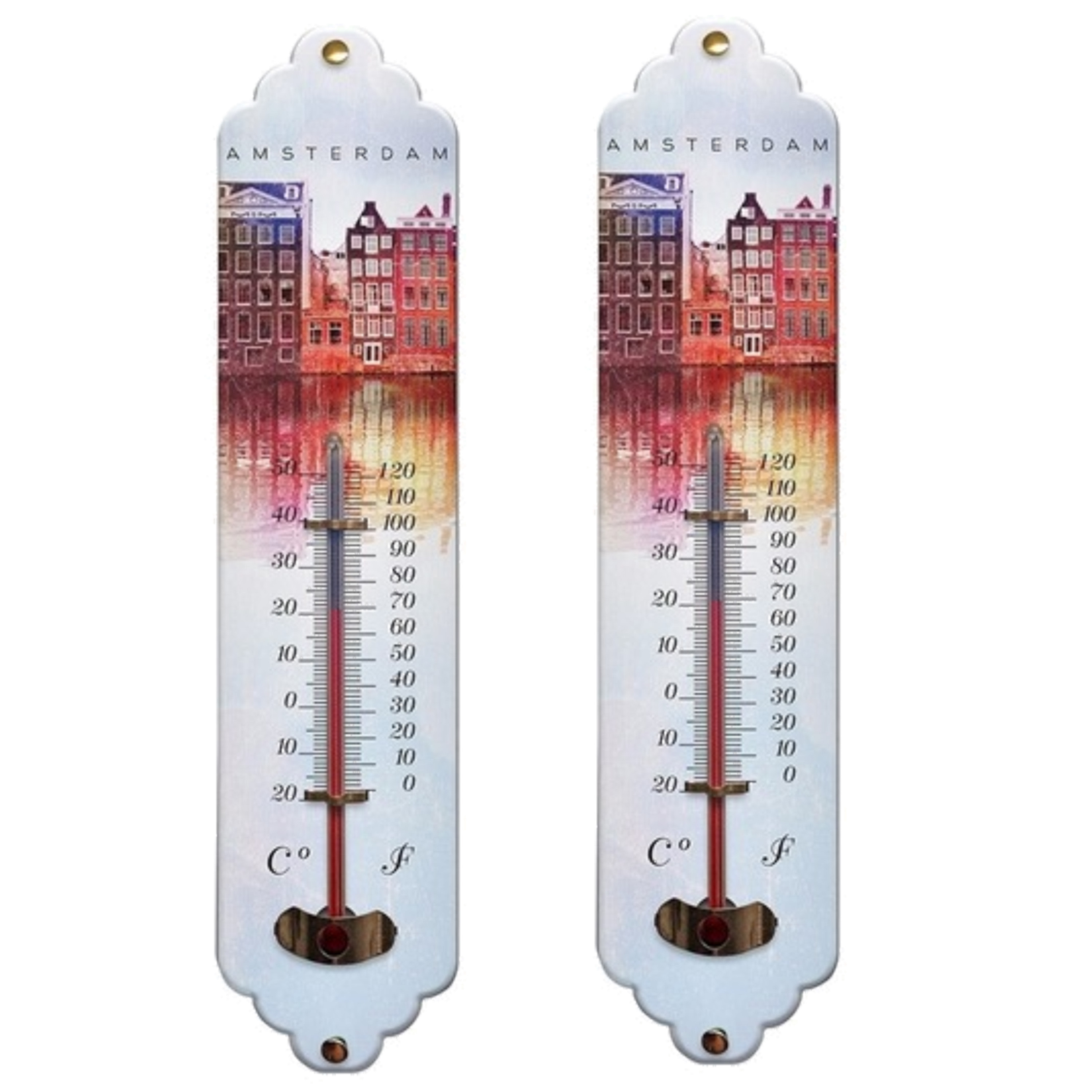 Set van 2x Amsterdams design thermometers voor binnen en buiten