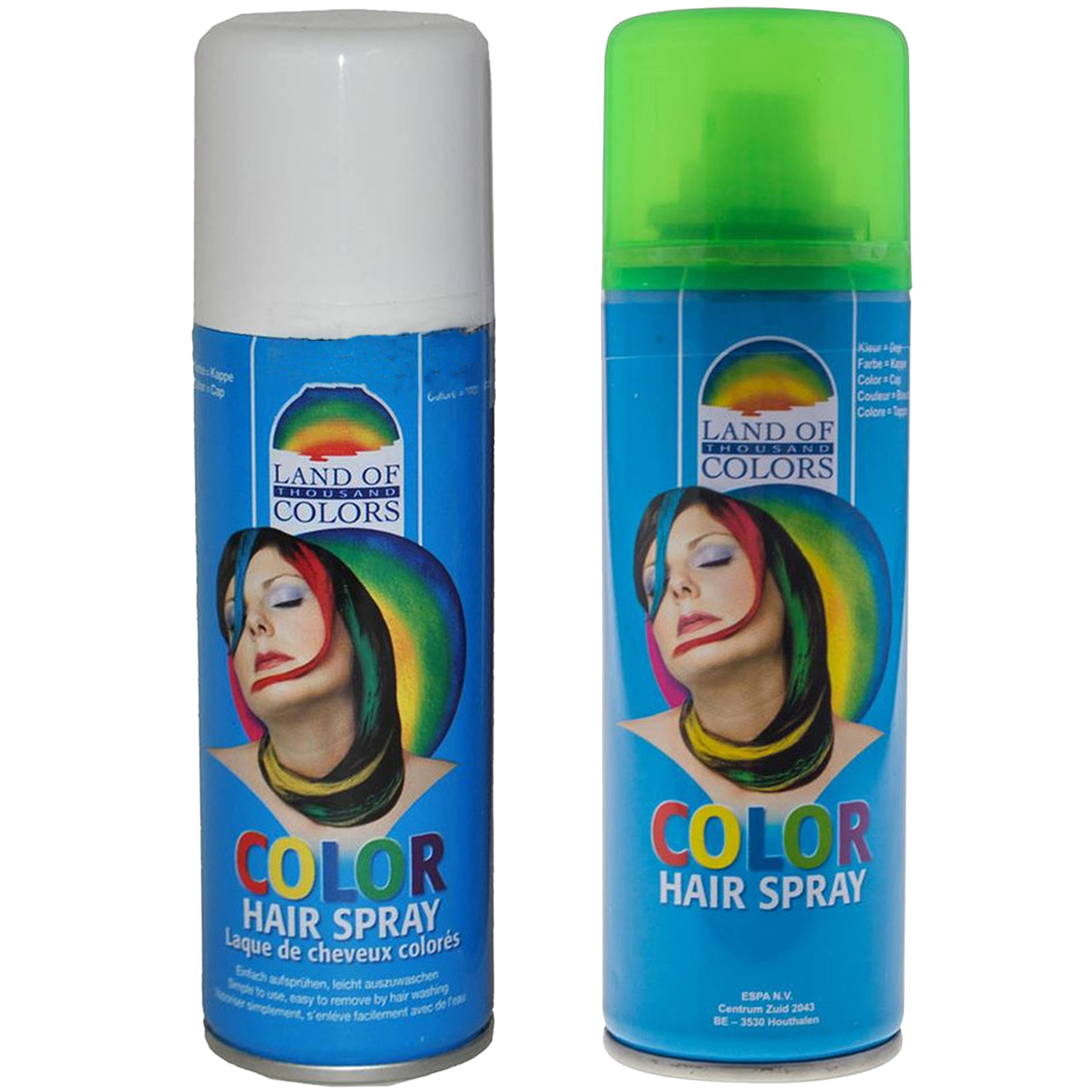 Set van 2x kleuren carnaval haarverf/haarspray van 111 ml - Wit en Groen