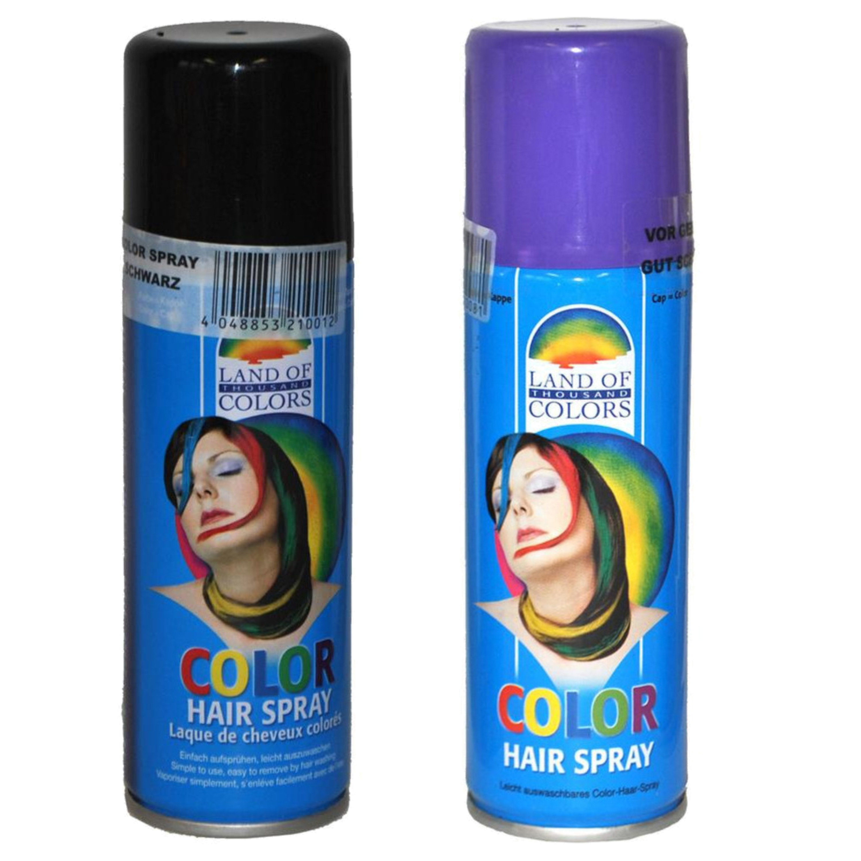 Set van 2x kleuren haarverf-haarspray van 111 ml Zwart en Paars