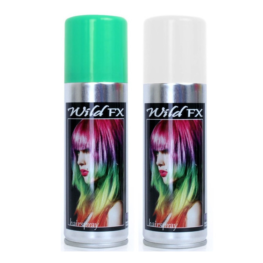 Set van 2x kleuren haarverf-haarspray van 125 ml Groen en Wit