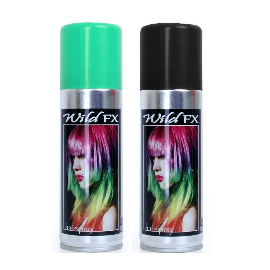 Set van 2x kleuren haarverf-haarspray van 125 ml Zwart en Groen
