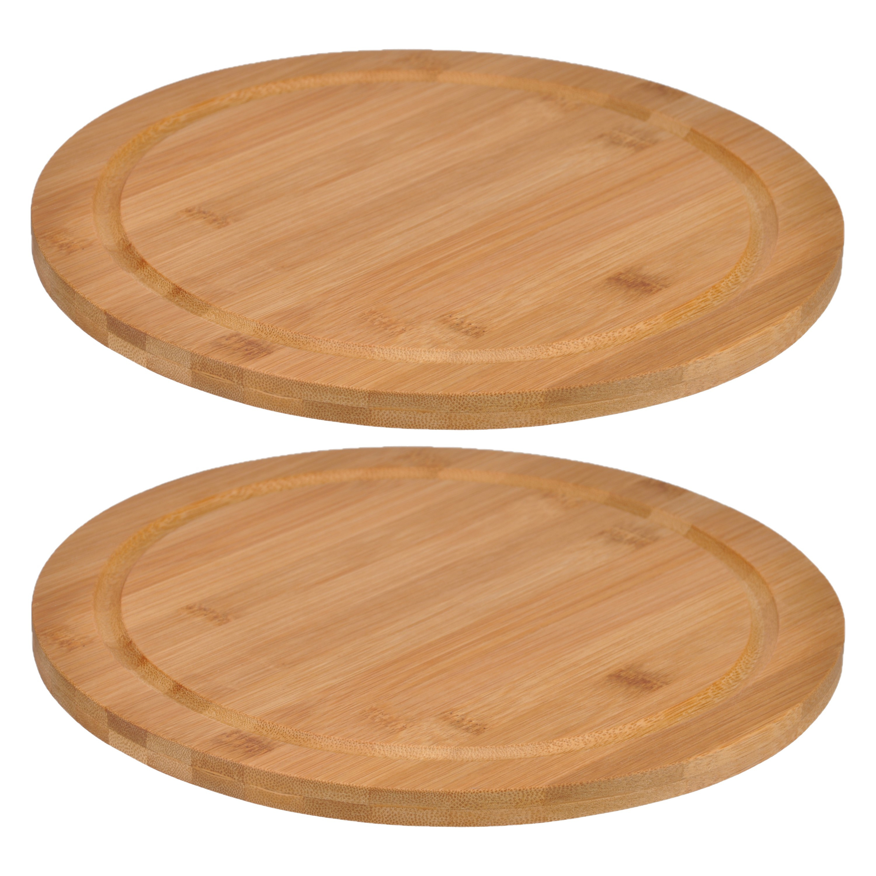 Set van 2x stuks bamboe broodplank-serveerplank-snijplank rond 25 cm