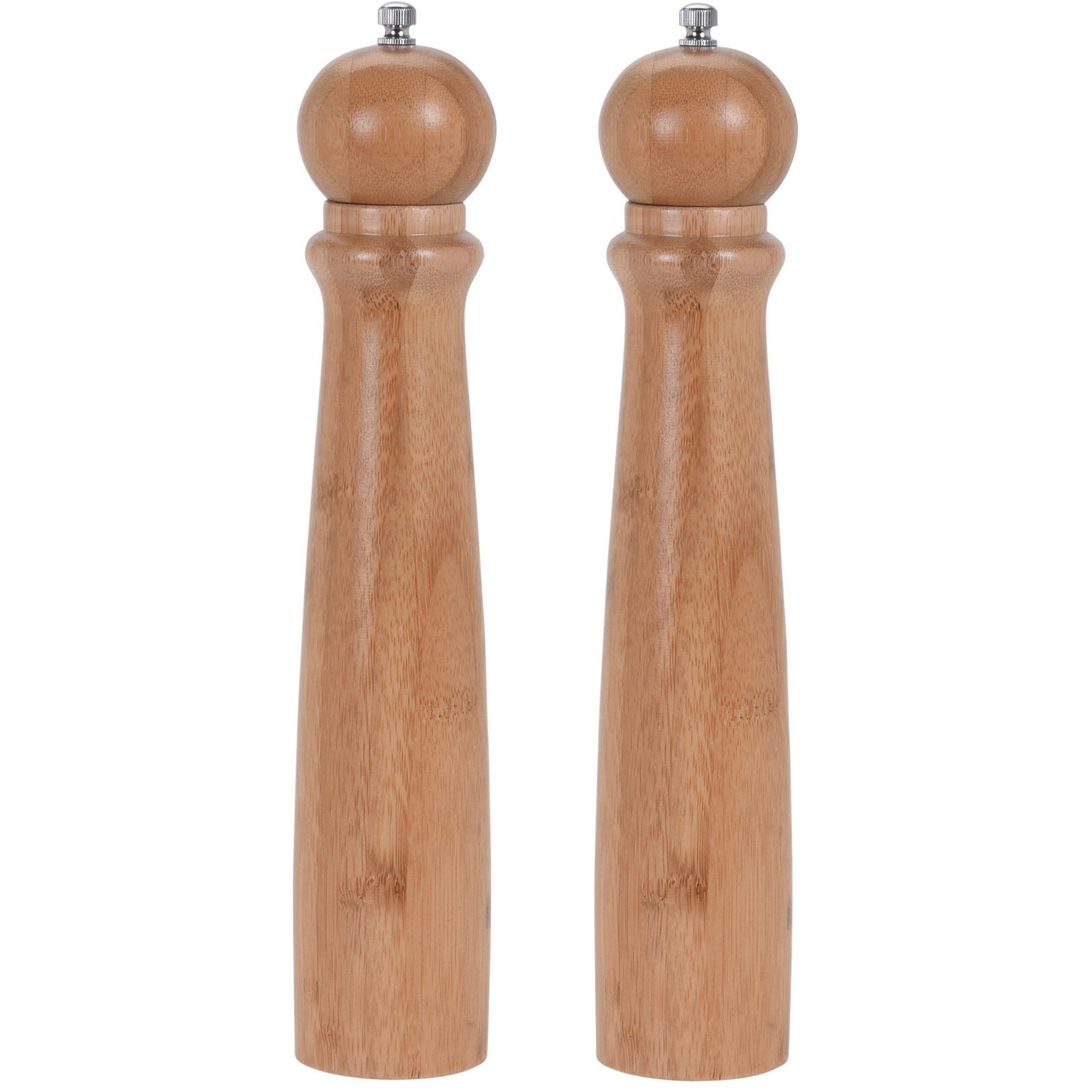 Set van 2x stuks bamboe houten pepermolens-zoutmolens 31 cm