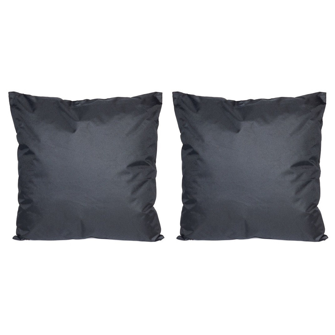 Set van 2x stuks bank-Sier kussens voor binnen en buiten in de kleur zwart 45 x 45 cm Tuinkussens vo